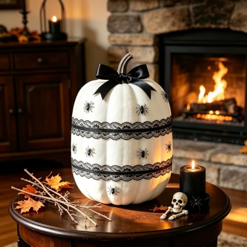 Large 19-Inch Oblong White Artificial Foam Pumpkin - Fall Decor