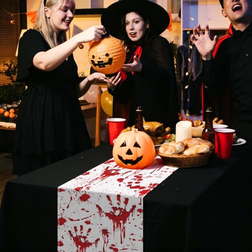 Halloween Blood Handprint Table Runner - 84x14 Inch Horror Decor - Variation of Horror Halloween / 1