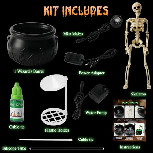 Halloween Indoor Decor Set with Puking Skeleton & Cauldron - Spooky Effect