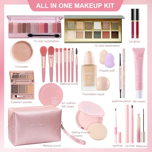 Complete 25-Piece Makeup Kit for Women and Teens - All-in-One Cosmetic Set