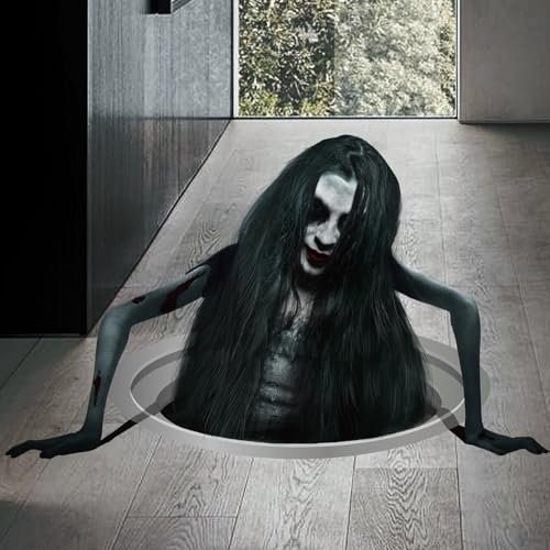 Halloween Horror Ghost Floor Decal - Creepy 3D Ground Sticker for Haunted House & Party