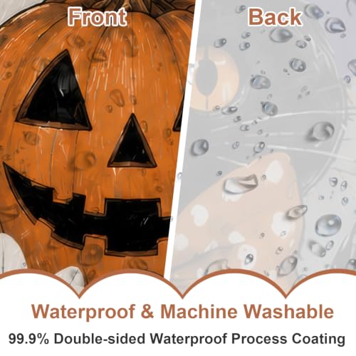 Ghost Black Cat Halloween Shower Curtain 72x72 Inch - Waterproof & Durable Fabric