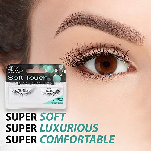 Soft Touch 150 False Eyelashes - Natural Look Strip Lashes, Lightweight Tapered Tips, 4 Pack
