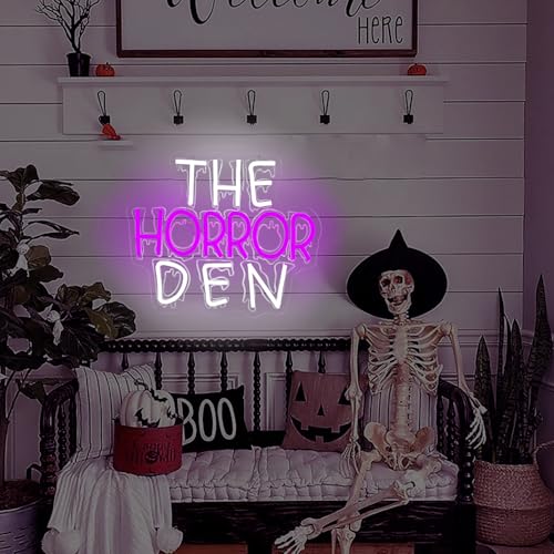 Horror Den Neon Sign Halloween Neon Lights for Bedroom Party & Game Room - Scary LED Wall Art - USB Powered - Spooky Wall Decor - Variation of THIS listing