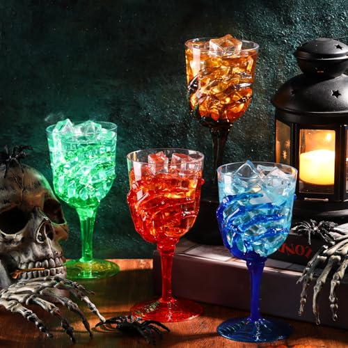 Halloween Skeleton Hand Goblets - 24 Plastic Cups for Parties & Decorations