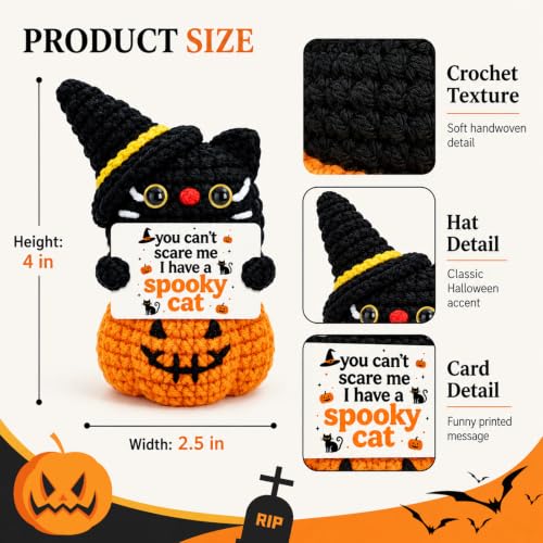 Halloween Black Cat Decor Baskets - Hand Crocheted Spooky Cat Halloween Ornament