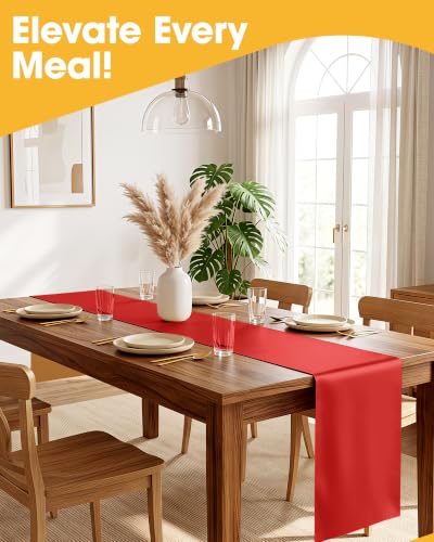 Disposable Red Plastic Table Runner 14x108 Inches - 4 Pack for Party Decor