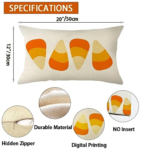 Halloween Candy Corn Throw Pillow Cover 12x20 Inch Orange Home Decor