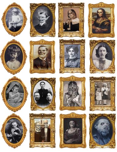 Halloween Indoor Decor 16 Pieces 3D Face-Changing Portraits Haunted Scary Pictures