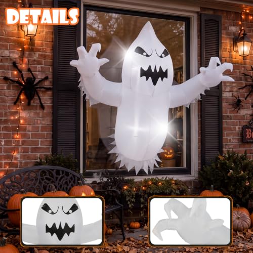 3.5FT Inflatable Halloween Ghost for Outdoor Yard and Window Decor with LEDs