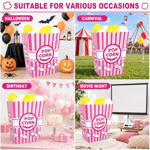 Pink Giant Popcorn Box Prop with 100 Balloons for Party Decorations - Variation of Pink / 102