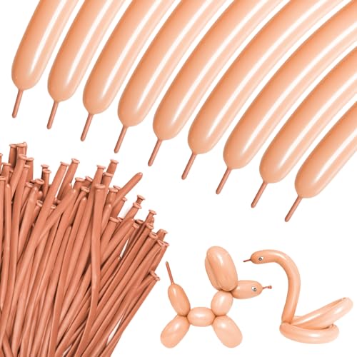 Nude Long Balloons 260 Pack - Thick Latex for Animal Models, Halloween, Weddings, Birthdays