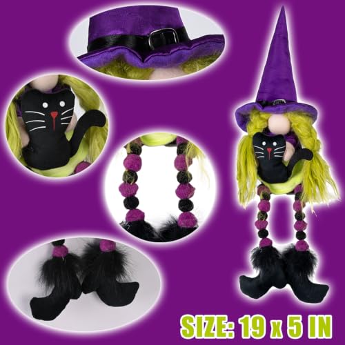 Halloween Witch Gnome Plush Decorations - 3PCS Long Leg Elf Set for Home & Party