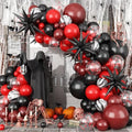 Burgundy Black Halloween Balloon Arch Kit - Spooky Party Decorations with Latex and Foil Balloons