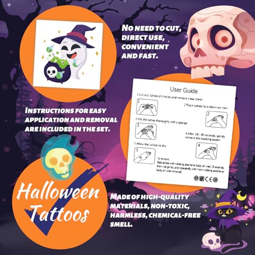 Winthrop 240 Pcs Halloween Temporary Tattoos for Kids - Trick or Treat