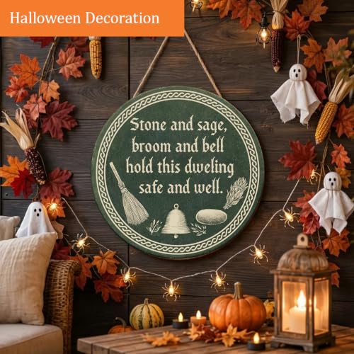 Pagan Witchy House Blessing Wooden Sign - Halloween Decor, 12x12, With Rope - Halloween Decorations, Spiritual Home Sign, Fall & Holiday Decor