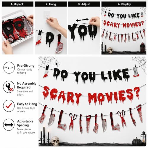 Halloween Horror Movie Banner Decoration - Glitter