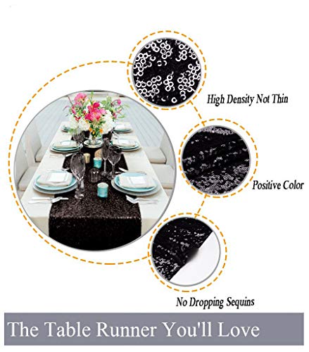 Black Sequin Table Runner 12x108 Inch Glitter Event Decor - Variation of THIS listing