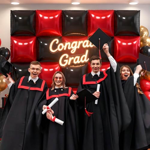 Black and Red Square Foil Balloon Wall Kit - 50PCS Double Sided Metallic Balloons for Party Decorations Variation of THIS listing