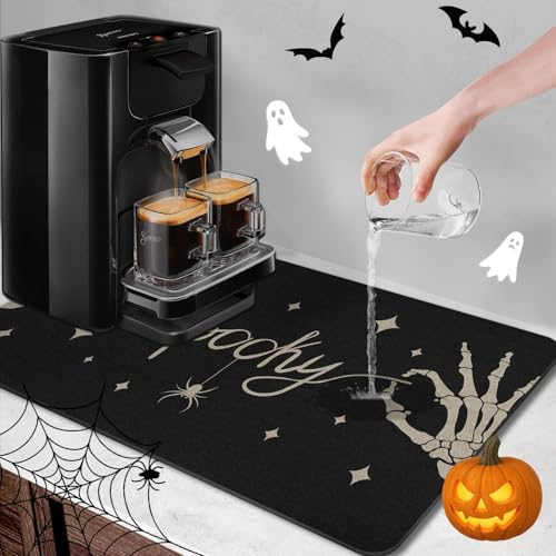 Halloween Gothic Coffee Mat Set - 2 Pack, 12x19 Inches, Black Spooky Variation