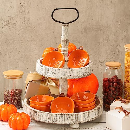 Fall Pumpkin Ramekins 6 oz Oven Safe Ceramic Bowls - 8 Pack Variation 8