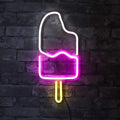 18x18 LED Neon Wall Sign - White & Pink Ice Cream Popsicle Decor
