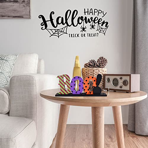 Halloween Table Decor Sign with Boo Letters - Indoor Wood Centerpiece, Rustic Tabletop Halloween Decoration - Variation: Boo