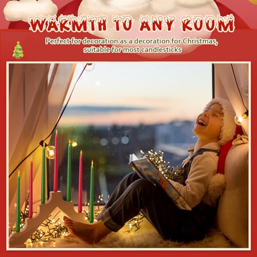 Christmas Taper Candles 36 Pack - Unscented Red and Green 10 Inch Dripless Candlesticks for Holiday Decor & Events (Variation: Red, Green)