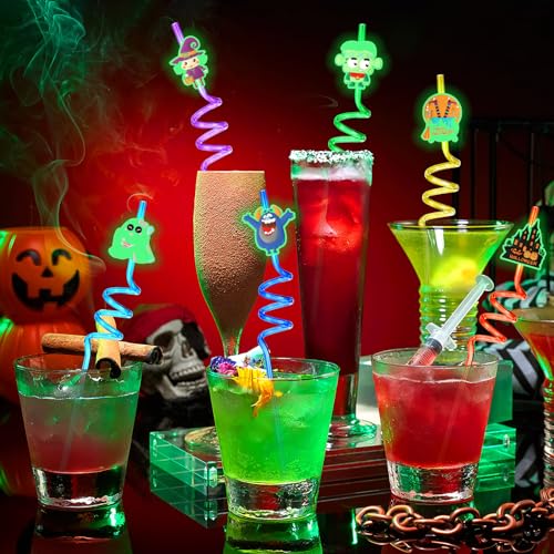 Halloween Glow Luminous Reusable Plastic Straws - Style Variation