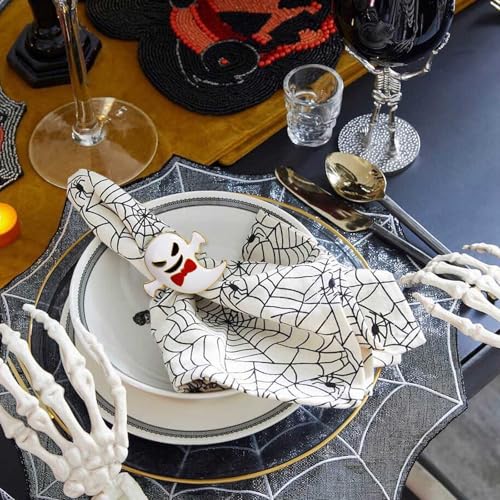 Wonlex Halloween Ghost Napkin Rings Set of 6 - White Table Decor with Elf Variation