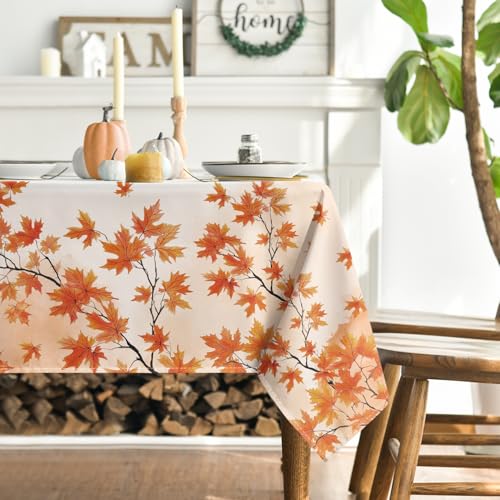 Fall Tablecloth 60 x 84 Inch Rectangular Autumn Harvest Orange