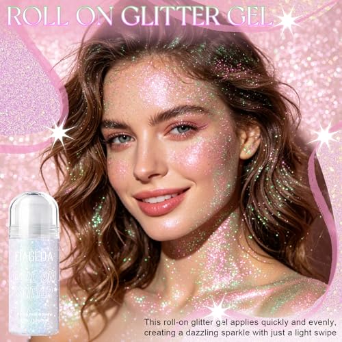 Body Glitter Roll-On Gel - Sparkling Pink Face & Body Makeup Accessory