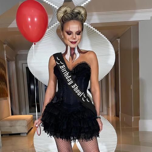 Gothic Birthday Sash with Bats - Spooky Halloween Party Accessory