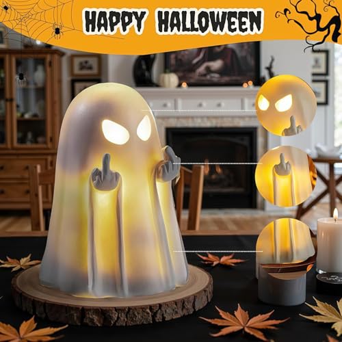Halloween Ghost Figurine Decoration - Spooky Resin Statue for Home & Garden