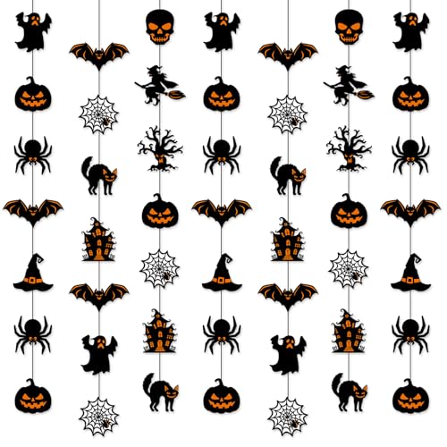 Halloween Party Hanging Decorations - Witch Ghost Paper Garland - 9 Pcs