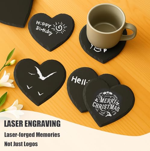 Heart Slate Coasters Set of 72 - Handmade Drink Coasters for Home & Events
