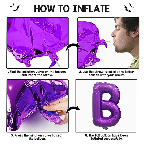 Purple Boo Foil Balloons Set - Halloween 16 Inch Bunting Banner Decorations