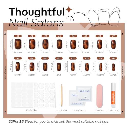 Modelones Fall Leopard Press On Nails Short Square Halloween Fake Nails - A3-Leopard
