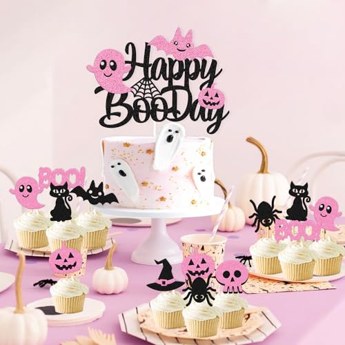 Halloween Cake Decorations Set with Ghost Pumpkin Skull Spider Bats Cupcake Toppers
