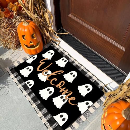 Halloween Horror Door Mat - 3D Ghost Welcome Doormat for Indoor & Outdoor Use - Cute Ghost Variation