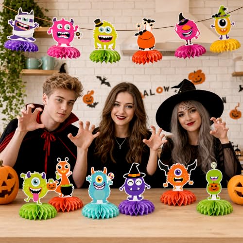 Halloween Honeycomb Centerpieces - Spooky Monster & Ghost Party Decor - 12 Pack - Variations of THIS listing