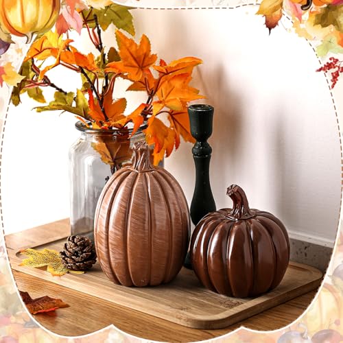 Autumn Pumpkin Decor Set - Resin Tabletop Pumpkins for Fall Thanksgiving Halloween