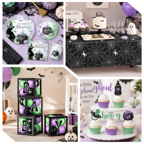 Halloween Baby Shower Decorations Set with Plates Napkins Cups Banner & Backdrop - 288pcs