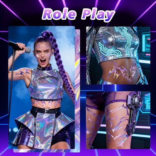 Laser Hunter Cosplay Holographic Temporary Tattoos Set - Fantasy Creature Design