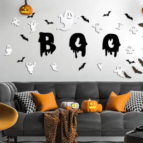 Halloween Ghost Wall Decals - 24 Reusable 3D Spooky Stickers for Home & Party Decor