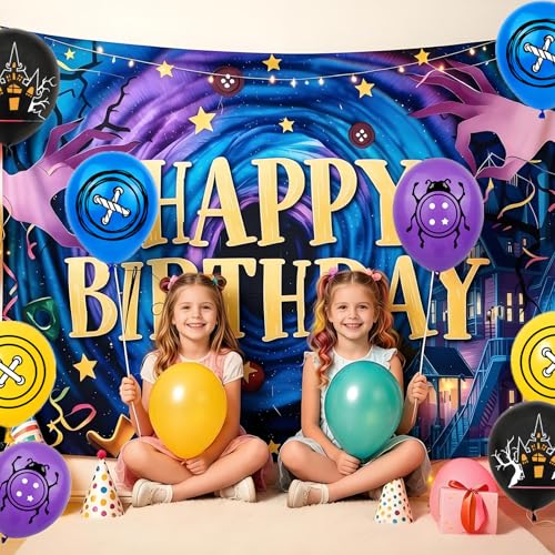Halloween Birthday Party Decorations Set - 57 Pieces with Banner, Balloons & Backdrop