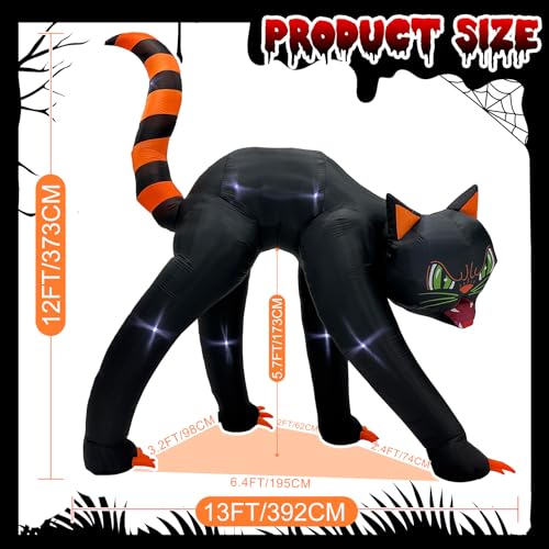 13FT Giant Black Cat Halloween Inflatable Outdoor Decoration - Yard Decor