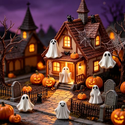 Mini Resin Ghost Figurines Set - 48pcs Halloween Decorations & Favors