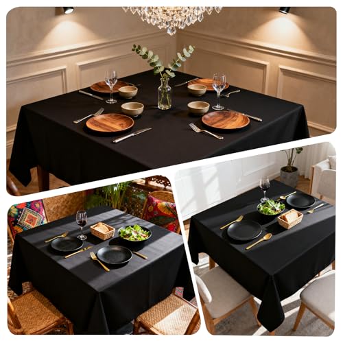 Black 70x70 Inch Square Tablecloth - 8 Pack, Reusable Polyester, Elegant Dining