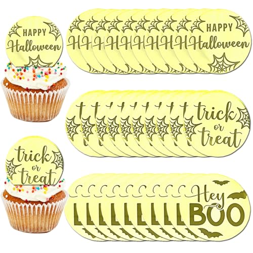 Halloween Cake Toppers Set - Gold Mirror Acrylic with 3 Designs for Party Decorations